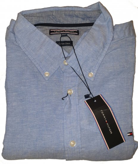 Tommy Hilfiger Cotton/linen Short Sleeve Shirt Blue - La folle offerta di aprile di Motley - 