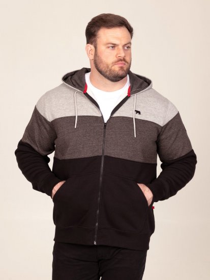 D555 Fitzgerald Zip Through Hoody With Cut & Sew Panels Nero - Felpe & felpe con cappuccio - Felpe & Felpe con Cappuccio Uomo Taglie Forti