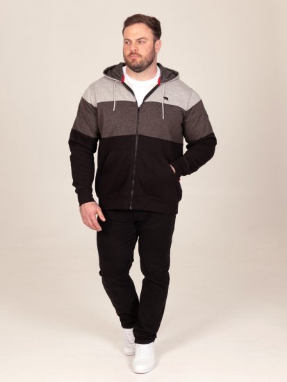 D555 Fitzgerald Zip Through Hoody With Cut & Sew Panels Nero - Felpe & felpe con cappuccio - Felpe & Felpe con Cappuccio Uomo Taglie Forti