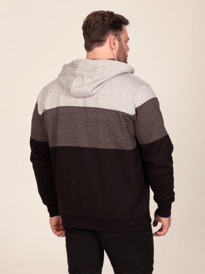 D555 Fitzgerald Zip Through Hoody With Cut & Sew Panels Nero - Felpe & felpe con cappuccio - Felpe & Felpe con Cappuccio Uomo Taglie Forti