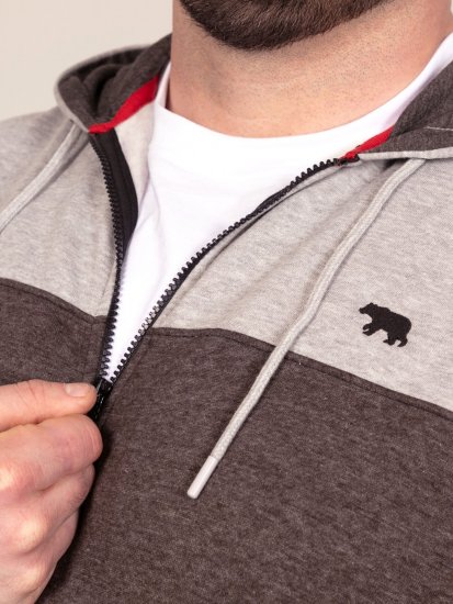 D555 Fitzgerald Zip Through Hoody With Cut & Sew Panels Nero - Felpe & felpe con cappuccio - Felpe & Felpe con Cappuccio Uomo Taglie Forti