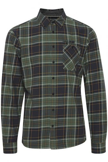 Blend Checked Long Sleeve Shirt Green - Camicie - Camicie Taglie Forti Uomo
