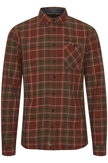 Blend Checked Long Sleeve Shirt 4324 Brown - Camicie - Camicie Taglie Forti Uomo