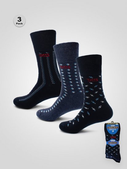 D555 Harold 3 Extra Wide Comfort Fit Socks 3-pack Navy/Denim - Intimo & costumi da bagno - Intimo Taglie Forti Uomo