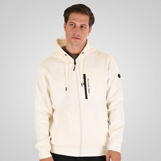 Double Outfitters MTOP-1160 Felpa con cappuccio e zip Bianco - Felpe & felpe con cappuccio - Felpe & Felpe con Cappuccio Uomo Taglie Forti