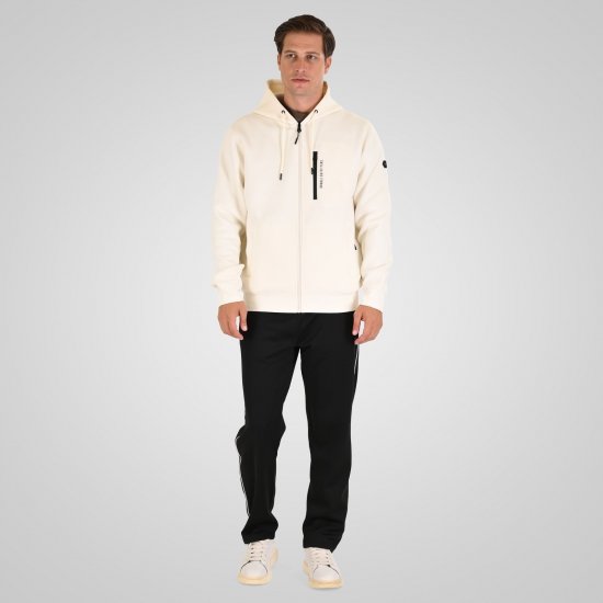 Double Outfitters MTOP-1160 Felpa con cappuccio e zip Bianco - Felpe & felpe con cappuccio - Felpe & Felpe con Cappuccio Uomo Taglie Forti