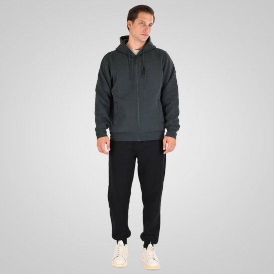 Double Outfitters MTOP-1160 Felpa con cappuccio e zip Verde scuro - Felpe & felpe con cappuccio - Felpe & Felpe con Cappuccio Uomo Taglie Forti