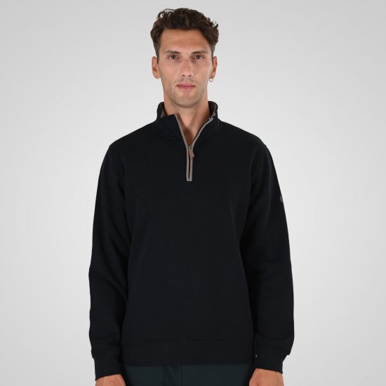 Double Outfitters MTOP-1163 Felpa con mezza zip Nero - Felpe & felpe con cappuccio - Felpe & Felpe con Cappuccio Uomo Taglie Forti