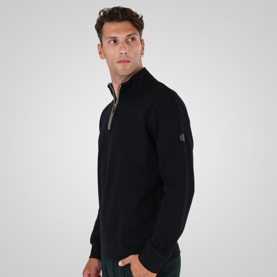 Double Outfitters MTOP-1163 Felpa con mezza zip Nero - Felpe & felpe con cappuccio - Felpe & Felpe con Cappuccio Uomo Taglie Forti