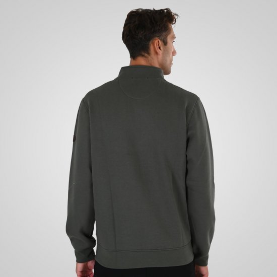 Double Outfitters MTOP-1163 Felpa con mezza zip Kaki - Felpe & felpe con cappuccio - Felpe & Felpe con Cappuccio Uomo Taglie Forti