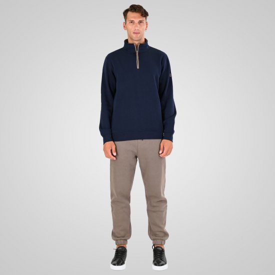 Double Outfitters MTOP-1163 Felpa con mezza zip Blu navy - Felpe & felpe con cappuccio - Felpe & Felpe con Cappuccio Uomo Taglie Forti