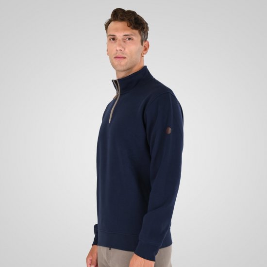 Double Outfitters MTOP-1163 Felpa con mezza zip Blu navy - Felpe & felpe con cappuccio - Felpe & Felpe con Cappuccio Uomo Taglie Forti