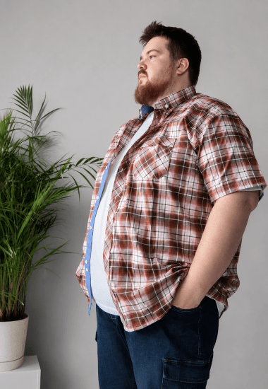 Kam Jeans 6368 Checked Short Sleeve Shirt Red - Camicie - Camicie Taglie Forti Uomo