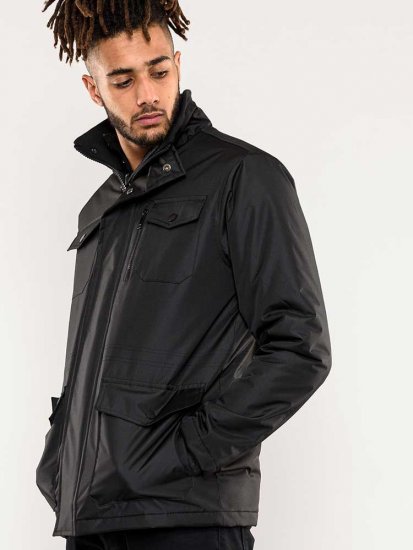 D555 Fargo Five Pocket Jacket With Ribbed Neck and Inner Quilting Black - Giubbotti - Giubbotti Uomo Taglie Forti