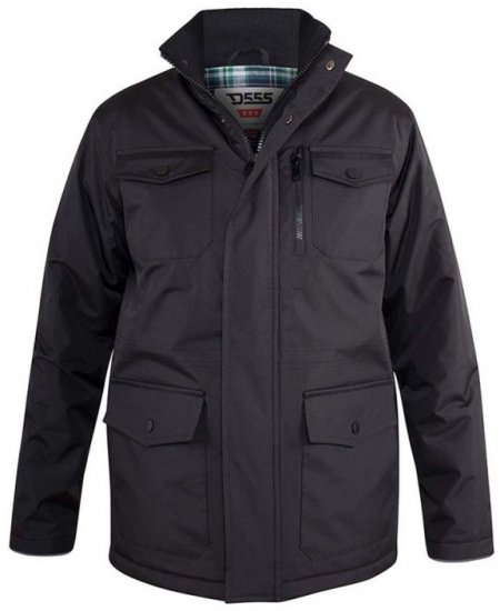 D555 Fargo Five Pocket Jacket With Ribbed Neck and Inner Quilting Black - Giubbotti - Giubbotti Uomo Taglie Forti