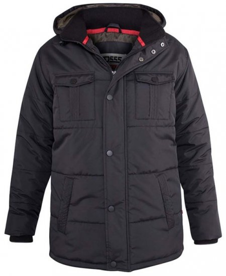 D555 Lonsdale Parka Style Jacket With Embroidery Patch On Sleeve Black - Giubbotti - Giubbotti Uomo Taglie Forti
