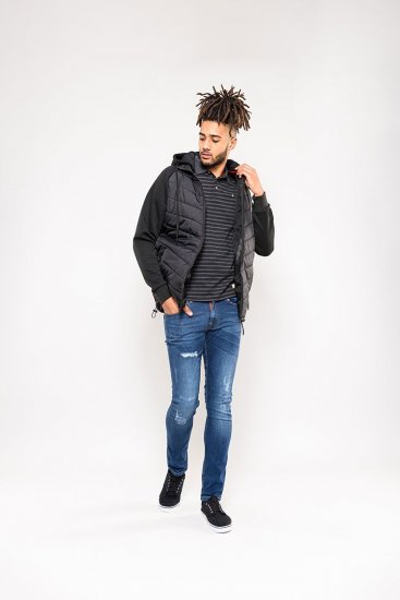 D555 Thorpe Hooded Quilted Jacket With Fleece Sleeves And Removable Fleece Hood - Giubbotti - Giubbotti Uomo Taglie Forti