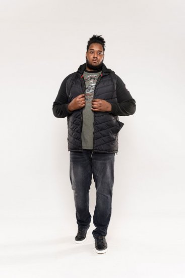 D555 Thorpe Hooded Quilted Jacket With Fleece Sleeves And Removable Fleece Hood - Giubbotti - Giubbotti Uomo Taglie Forti