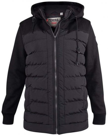 D555 Hampshire Hooded Quilted Jacket Black - Giubbotti - Giubbotti Uomo Taglie Forti