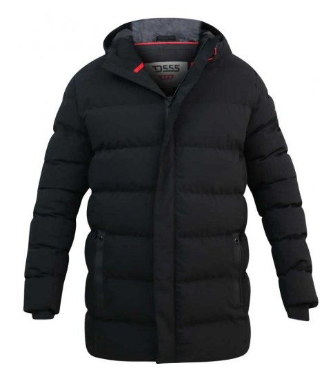D555 Grove Quilted Parka Jacket Black - Giubbotti - Giubbotti Uomo Taglie Forti
