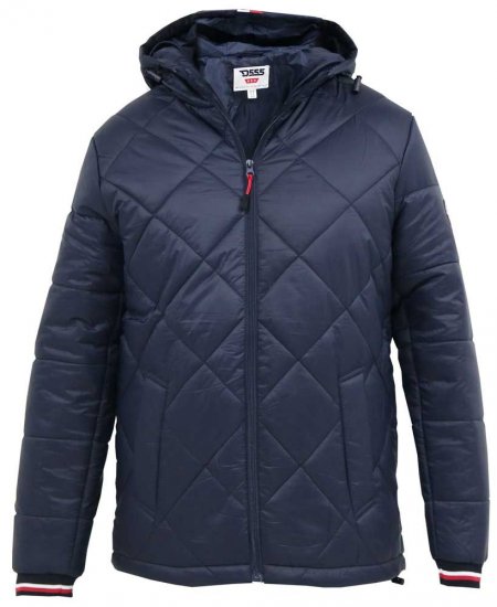 D555 Angus Diamond Quilted Puffer Jacket Navy - Giubbotti - Giubbotti Uomo Taglie Forti