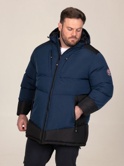 D555 Hank Ripstop Contrast Panelled Padded Hooded Jacket Blu navy - Giubbotti - Giubbotti Uomo Taglie Forti