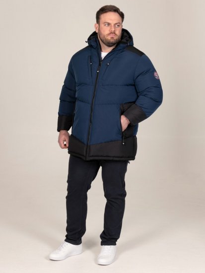 D555 Hank Ripstop Contrast Panelled Padded Hooded Jacket Blu navy - Giubbotti - Giubbotti Uomo Taglie Forti