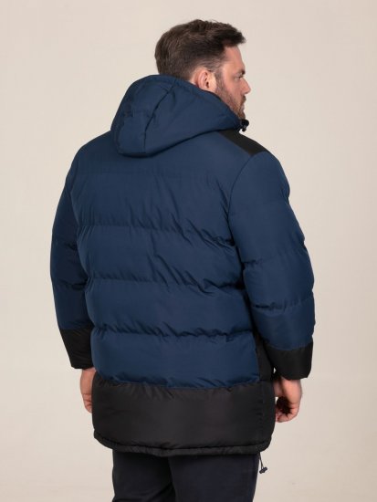 D555 Hank Ripstop Contrast Panelled Padded Hooded Jacket Blu navy - Giubbotti - Giubbotti Uomo Taglie Forti