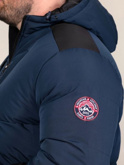 D555 Hank Ripstop Contrast Panelled Padded Hooded Jacket Blu navy - Giubbotti - Giubbotti Uomo Taglie Forti