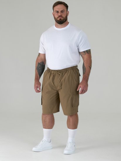 D555 Nick Pantaloncini Cargo con Vita Elasticizzata Beige - Shorts - Pantaloncini Uomo Taglie Forti