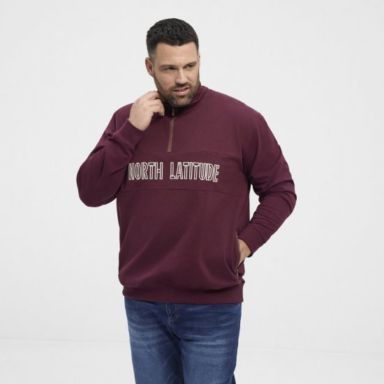 North Latitude Half Zip Felpa Bordeaux - Felpe & felpe con cappuccio - Felpe & Felpe con Cappuccio Uomo Taglie Forti