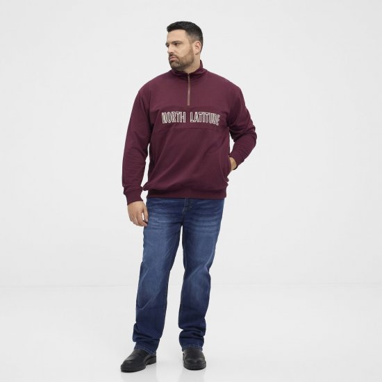 North Latitude Half Zip Felpa Bordeaux - Felpe & felpe con cappuccio - Felpe & Felpe con Cappuccio Uomo Taglie Forti