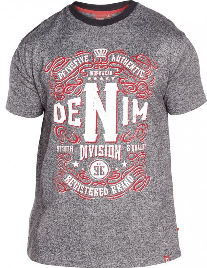 D555 QUINN Print Crew Neck T-Shirt Charcoal - Magliette - Magliette Uomo Taglie Forti