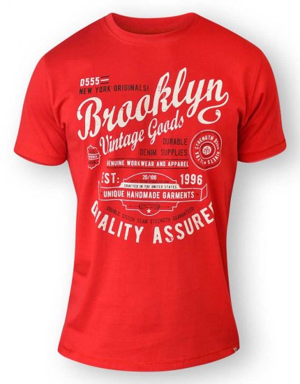 D555 NEAL Brooklyn Crew Neck T-Shirt Red - Magliette - Magliette Uomo Taglie Forti