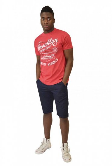 D555 NEAL Brooklyn Crew Neck T-Shirt Red - Magliette - Magliette Uomo Taglie Forti