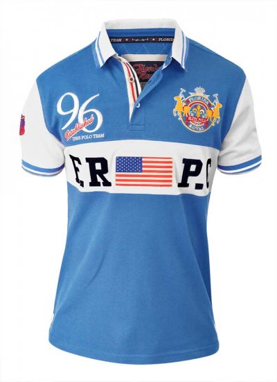 D555 ARYAN Florida Royal Racing Polo Blue/White - Polo - Polo Uomo Taglie Forti