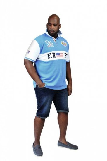 D555 ARYAN Florida Royal Racing Polo Blue/White - Polo - Polo Uomo Taglie Forti