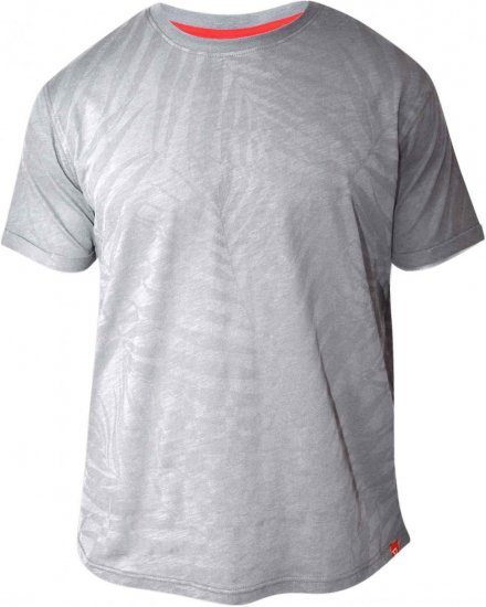 D555 ADAM Allover Leaf Print T-Shirt Grey - Magliette - Magliette Uomo Taglie Forti
