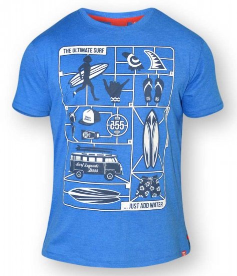 D555 JARON Ultimate Surf T-Shirt Blue - Magliette - Magliette Uomo Taglie Forti