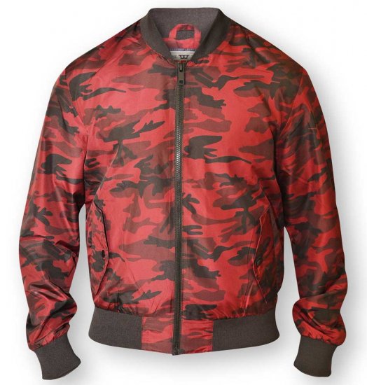 D555 CAMO Lined Camouflage Bomber Jacket Red - Giubbotti - Giubbotti Uomo Taglie Forti