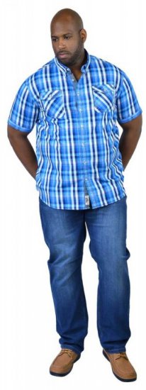 D555 EMANUEL Short Sleeve Turq & Blue Shirt - Camicie - Camicie Taglie Forti Uomo