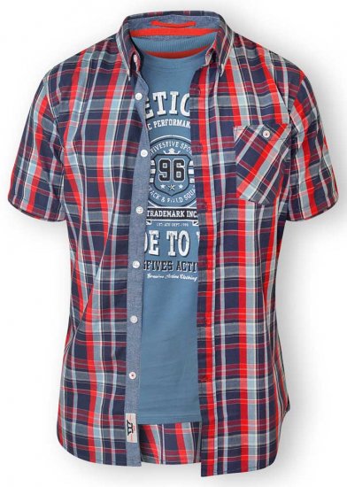D555 MALCOLM Short Sleeve Button Down Shirt & T-shirt Combo - Camicie - Camicie Taglie Forti Uomo