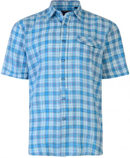 Kam Jeans Short Sleeve Check Shirt Turquoise - Camicie - Camicie Taglie Forti Uomo
