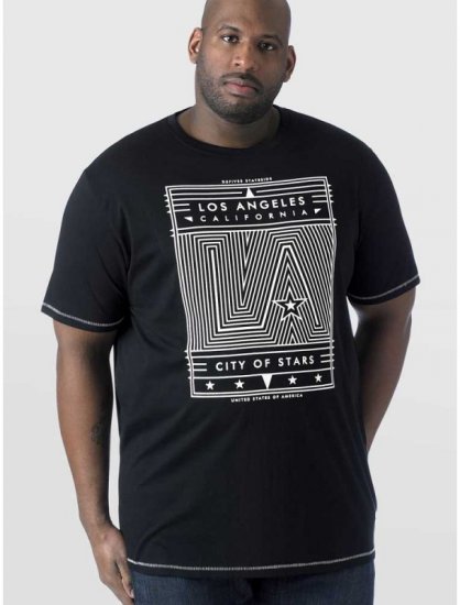 D555 OAKLEY LA Geometric Print Crew Neck T-Shirt Black - Magliette - Magliette Uomo Taglie Forti