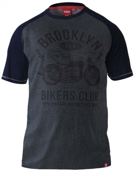 D555 HIRALDO Brooklyn Bikers Club T-Shirt Charcoal/Black - Magliette - Magliette Uomo Taglie Forti
