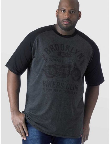 D555 HIRALDO Brooklyn Bikers Club T-Shirt Charcoal/Black - Magliette - Magliette Uomo Taglie Forti