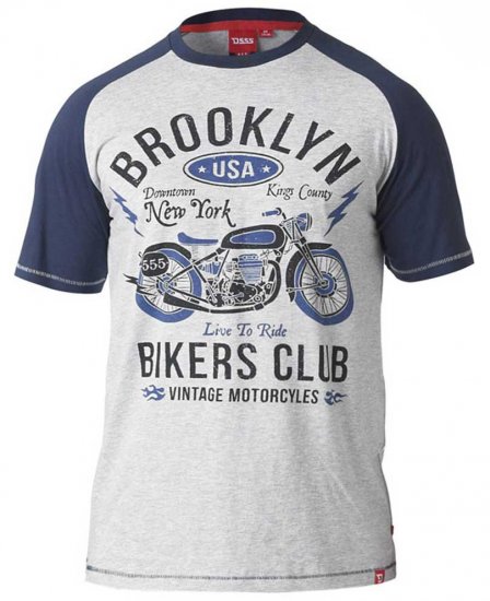 D555 HIRALDO T-Shirt Grey/Navy - Magliette - Magliette Uomo Taglie Forti