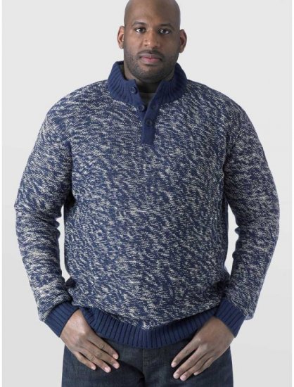 D555 MARSDEN Neck Sweater Navy/Ecru - Felpe & felpe con cappuccio - Felpe & Felpe con Cappuccio Uomo Taglie Forti