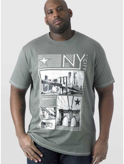 D555 RUEBEN NY City Print T-Shirt Khaki - Magliette - Magliette Uomo Taglie Forti
