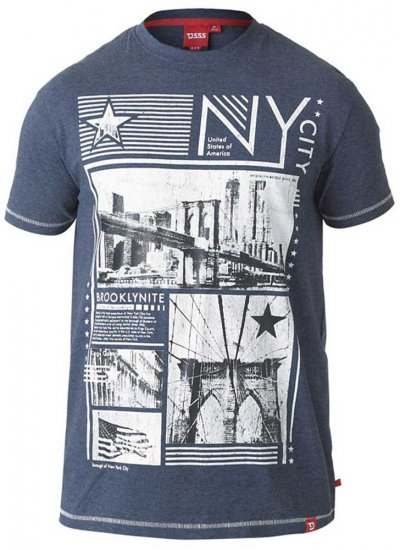 D555 RUEBEN NY City Print T-Shirt Denim - Magliette - Magliette Uomo Taglie Forti